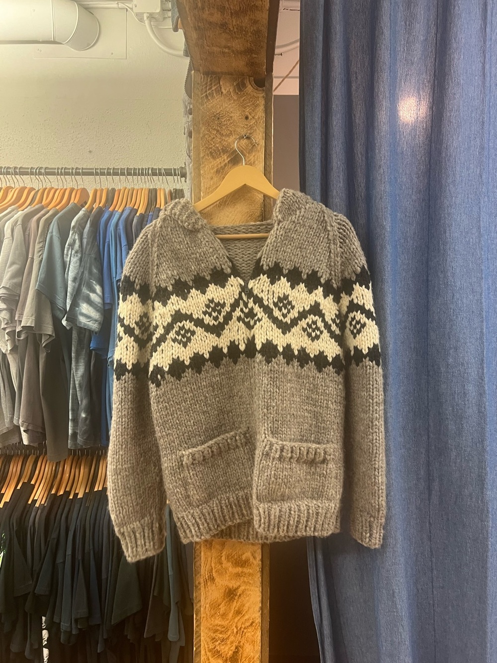 Vintage Brown And Cream Wool Knit Cowichan